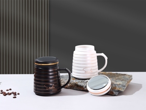 Customizable Luxury 15Oz Black Gold Sublimation <b>Ceramic</b> Mugs Matte Coffee Mug Custom Logo Espresso Coffee <b>Cups</b> With Lid - Product Image 5