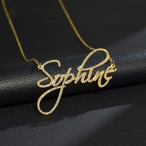 Collier personnalisé en acier inoxydable avec nom, or 18 carats, diamant personnalisé, zircon cubique, collier avec nom pour femme - Product Image 1