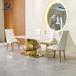 ชุดเก้าอี้รับประทานอาหารหุ้มผ้ากำมะหยี่สไตล์ยุโรปแบบอิตาลีร่วมสมัย เก้าอี้รับประทานอาหารสุดหรู - Product Image 2