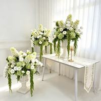 Arrangements floraux artificiels pour table de mariage, décoration en soie, hydrangeas blancs et verts, centre de table de mariage, boule de fleurs à vendre