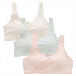 Soutien-gorge de sport pour femme, maintien moyen, respirant, couleur unie, coton et élasthanne, avec nœud décoratif - Product Image 1