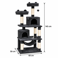 Arbre à chat double extra haut avec hamac pour chatons, vente en gros, produit phare