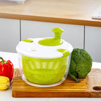 Newell Handmatige Salade Droger met Transparante Kom en Groene Handgreep, Ideaal voor het Wassen en Uitdrogen van Groenten en Fruit in de Keuken