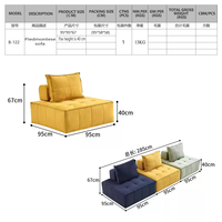 Canapé modulaire sectionnel Langka Piedmont Designer à compression, rembourré en éponge, capitonné, moderne, écologique, pour appartement