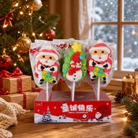 Kerstmis marshmallow lolly's in cartoonvorm, individueel verpakt snoepgoed voor groothandel en feestbenodigdheden
