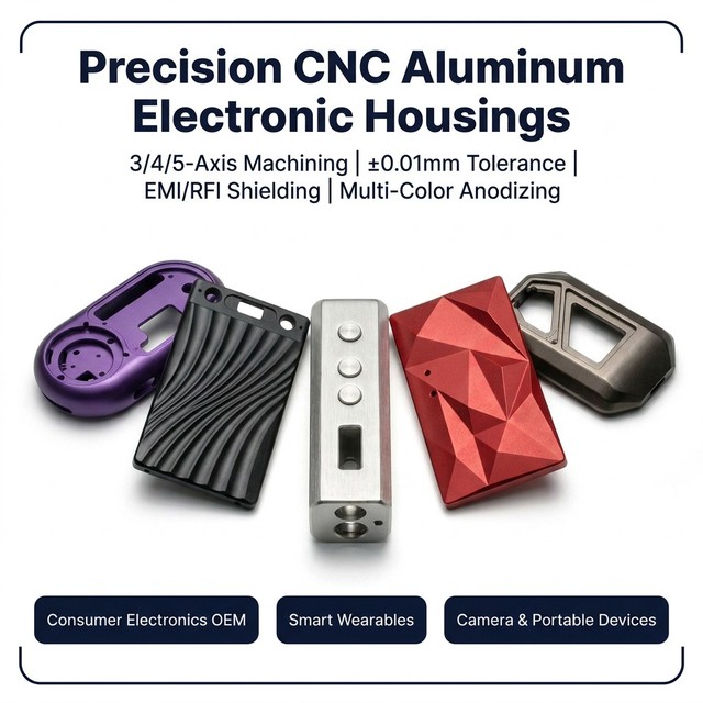 OEM CNC Machined Aluminum Alloy Shell Multi Color Hard Anodizing Textured Matte Electronic for with Custom Logo for Machining