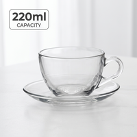 Tasses à expresso transparentes haut de gamme 2026 – Ensemble tasse et soucoupe en verre résistant à la chaleur pour café et thé – 200 ml, 220 ml, 250 ml