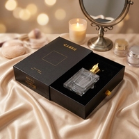 Boîte cadeau rigide personnalisée en carton recyclable, imprimée avec dorure, pelliculage mat, tiroir, doublure en velours, pour parfum et cosmétiques