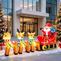 Renne gonflable lumineux de 3 m avec traîneau du Père Noël, décoration de jardin de Noël, décorations de vacances gonflables avec lumières LED