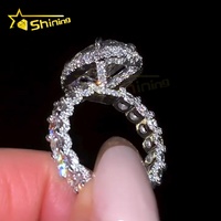 Bagues de mariage/fiançailles de luxe en or véritable 10K 14K avec diamants de laboratoire CVD/HPHT personnalisés et moissanite en pavé demi-bague