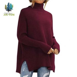 Maglione Oversize da <span class=keywords><strong>Donna</strong></span> a <span class=keywords><strong>Collo</strong></span> <span class=keywords><strong>Alto</strong></span> Personalizzato, Manica Lunga con Spacco, in Poliestere Lavorato a Maglia, Prezzo all'Ingrosso - Product Image 2
