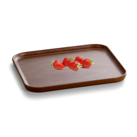 Jinge — grand plateau de service 12 pouces, Texture mate, bois de noyer