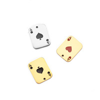 Nouveau Acier Inoxydable Poli Fine Poker Carte Pique Pendentif DIY Collier Bracelet Bijoux Accessoires