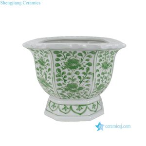 <span class=keywords><strong>Maceta</strong></span> Octogonal de Cerámica con Diseño Floral en Rosa, Verde y Blanco, RZKR61-B / RZKR62-B, para Bonsái - Product Image 5