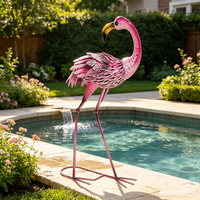 Statue de flamant rose en métal exquise, figurine décorative pour jardin, paysage, terrasse