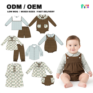 Combinaisons pour bébés filles en velours côtelé à imprimé floral, douces au toucher, avec poche, 0-3 mois, logo personnalisé, fournies directement par l'usine Puresun - Product Image 2