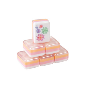 Custom Model blush peach layered edges 4-Tier American <b>Mahjong</b> 160 Acrylic Tiles with Pearl Print Design Eco-Friendly Durable - Product Image 5