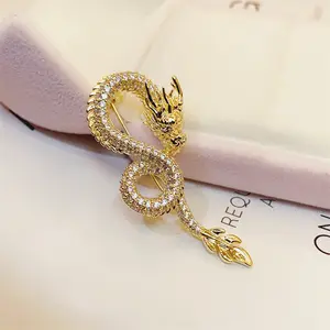 High Quality Diamond Dragon Brooch Gold And Silver Plated Zirconia Dragon Brooch