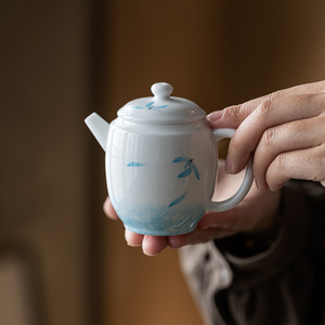 Guanlan Hand-Painted Porcelain Teapot Round With Lid Autumn Water Design Kung Fu <b>Tea</b> <b>Set</b> Single Teapot Afternoon <b>Tea</b> Use - Product Image 1