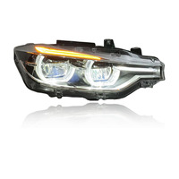 Repuestos Originales SJC V2 Plateados para Auto BMW Serie 3 F30 F35, Faro Delantero LED Amarillo Blanco, DRL Bicolor, Conjunto de Lámpara Frontal