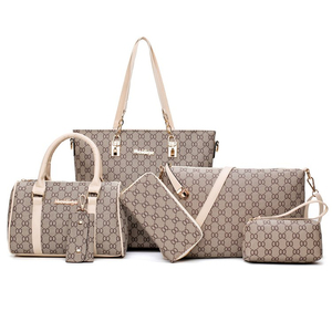 Luxury Fashion Tote Bag Set for Women Custom High Quantity 6 Pieces PU Leather Handbag Shoulder Bag Zipper Closure <strong>Key</strong> <strong>Purse</strong> - Product Image 3