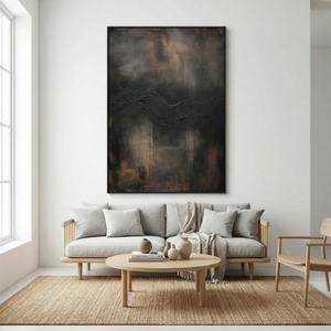 Peinture abstraite en gros noir et or veiné, œuvre d'art décorative pour la maison, grande toile décorative, arts décoratifs grand format faits à la main pour mur - Product Image 6