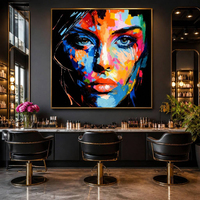 Tableau mural moderne et stylé sur toile, peinture à l'huile abstraite faite à la main, écologique, portrait coloré, décoration intérieure, cadeaux