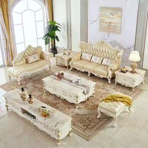 أثاث غرفة المعيشة الكلاسيكي الأوروبي بتشيسترفيلد خشبي منحوت صوفي مجموعة للمنزل أو الفندق - Product Image 2