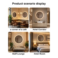 Miroir intelligent circulaire de luxe moderne et écologique à cadre large, personnalisation OEM ODM, logo, emballage, miroir LED pour projets hôteliers