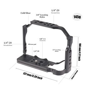 Jaula con Orificios para Tornillos de 4\" y 3/8\" y Soporte para Zapata para Cámara Réflex Digital sin Espejo <span class=keywords><strong>Canon</strong></span> <span class=keywords><strong>EOS</strong></span> <span class=keywords><strong>R10</strong></span> con Placa de Liberación Rápida - Product Image 3