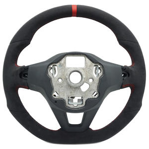 Volante de Cuero Personalizado, Volante de Cuero Genuino Compatible con <span class=keywords><strong>Volkswagen</strong></span> Golf MK8 GTI R Touareg <span class=keywords><strong>ID3</strong></span> Passat Arteon Sports - Product Image 2