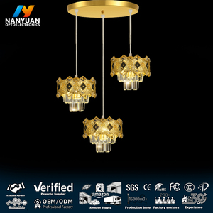 Lámpara de Araña Moderna de Cristal LED Dorada, Lámpara Colgante de Lujo para Hotel, Control Remoto, Alto CRI 90, Ahorro de Energía, Garantía de 3 Años, OEM ODM - Product Image 1