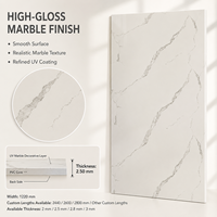 Panneau mural en PVC imperméable à haute brillance MORLENX, imitation marbre blanc veiné gris, pour chambre à coucher, salon, hôtel
