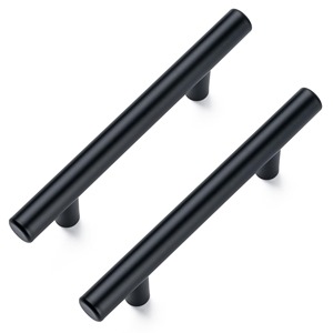 Elegant Anti Collision Matte Black Stainless Steel 3 Inch Hole Center 5 Inch Cabinet Handle for Kitchen Cabinet Handles