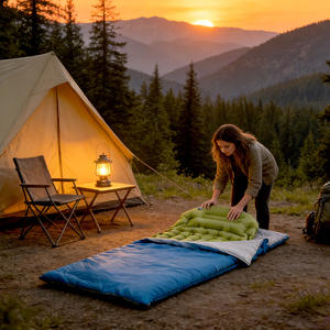 แผ่นรองนอนเป่าลม TPU แบบกำหนดเอง ZLD รูปทรงสี่เหลี่ยมผืนผ้า สีเขียวทหาร พร้อมปั๊มในตัว ที่นอนลมพกพาสำหรับใช้งานกลางแจ้ง - Product Image 1