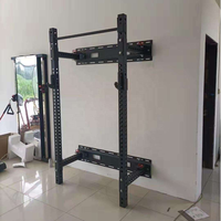 Barra de dominadas y sentadillas plegable de pared, ajustable, para entrenamiento de fuerza en casa