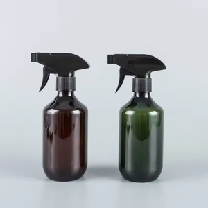 Botella de Spray de Plástico PET Verde Ámbar con Tapa de Gatillo Negra, Forma Cilíndrica, Uso Doméstico, 300ml 400ml 500ml - Product Image 5