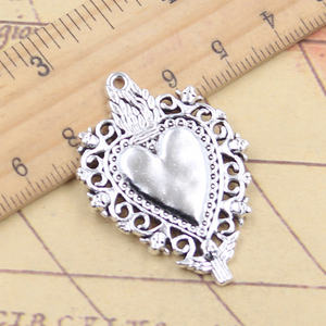 Tengkorak mahkota api hati antik logam jimat perak Tibet liontin perunggu untuk DIY perhiasan antik membuat 41x29MM paduan utama - Product Image 3