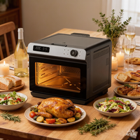 Four à pizza électrique en aluminium facile à nettoyer, 32L, multifonction intelligent, vapeur, friteuse à air numérique avec fenêtre visible, 1800W