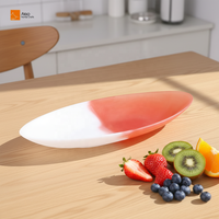 Prato de Salada em Resina Artesanal de Luxo Fosco Bicolor Coral e Branco com Espiral em Formato de Folha, Resistente a Quebras, Decorativo e para Armazenamento Doméstico