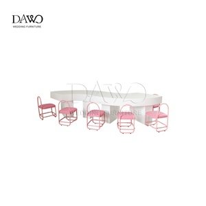 Ensemble de table en MDF blanc courbé en forme de S avec chaises en métal orange et <span class=keywords><strong>vert</strong></span> pour la location de fêtes d'enfants - Product Image 5