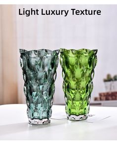 Florero de cristal grueso de lujo de alta calidad de estilo nórdico, florero de suelo en relieve de onda Hexagonal para boda, característica hidropónica - Product Image 5