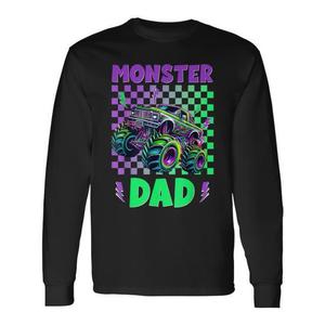 Monster Truck Dad T-shirt à manches longues pour homme adulte, col rond, imprimé numérique, chemise de fête en famille - Product Image 1