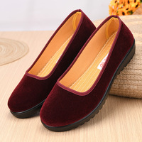 Nouvelles chaussures en tissu de style vieux Pékin pour femmes, chaussures plates antidérapantes à bout carré pour l'hôtellerie et le travail, chaussures de danse noires, vente en gros