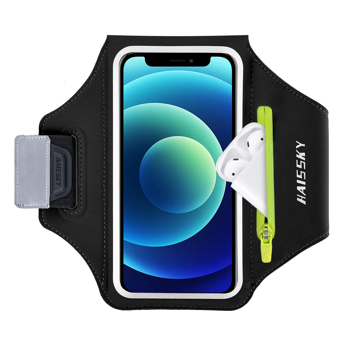 Cell Phone Armband with Airpods Bag Running Armband for iPhone 11 Pro Max Sweat Resistant Sports Phone Holder with Key Holder