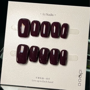 Handmade Press on Nails 10pcs Luxury <strong>Grape</strong> Purple Acrylic False Nails Salon Quality Reusable Solid Color Stick on Nails - Product Image 3