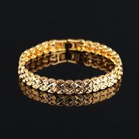 Joyería de Oro Saudí, Diseños Vintage de Oro, Brazalete para Hombre, Cadenas Chapadas en Oro de Latón, Brazalete para Hombre