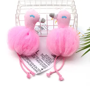 Flamingo şekilli sevimli banyo topları peeling duş puf süngerler vücut banyo sünger kabarcık ağları vücut temizleyici