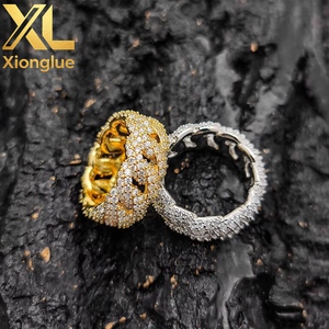 Bague de luxe personnalisée pour homme, style hip-hop, avec pavé de zircons, plaqué rhodium/or - Product Image 3