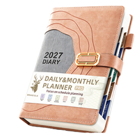 Agenda 2027 A5 en cuir PU, planificateur quotidien et mensuel, carnet avec boucle métallique, couverture rigide, journal, cadeau d'affaires
